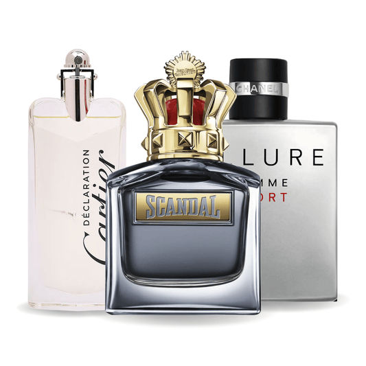 Set de 3 parfumuri | Allure Homme Sports, Jean Paul Gaultier Scandal, Cartier Declaration 100 ml